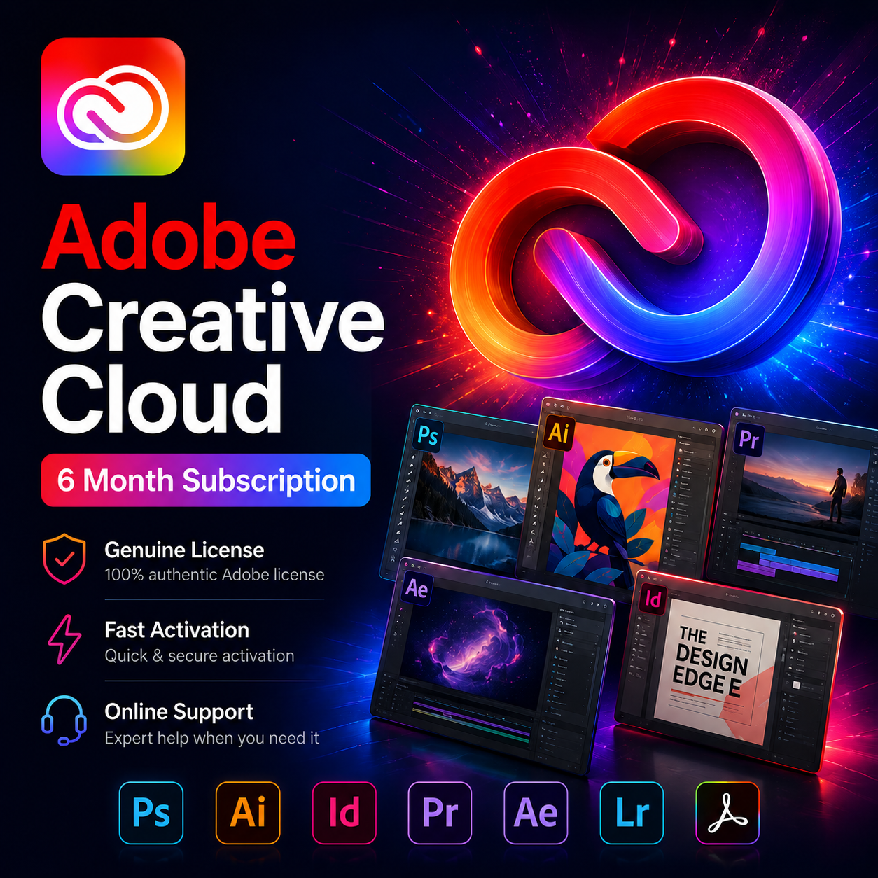 Adobe Creative Cloud Pro | 6-Month Subscription License (PC/Mac)